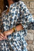 Daughter Of Ibiza Indira Balloon Sleeve Shirt French Navy & Denim 